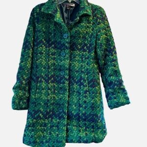 Desigual Green Nini Coat, size EUR 38,beautiful silk floral lining.FREE SHIPPING